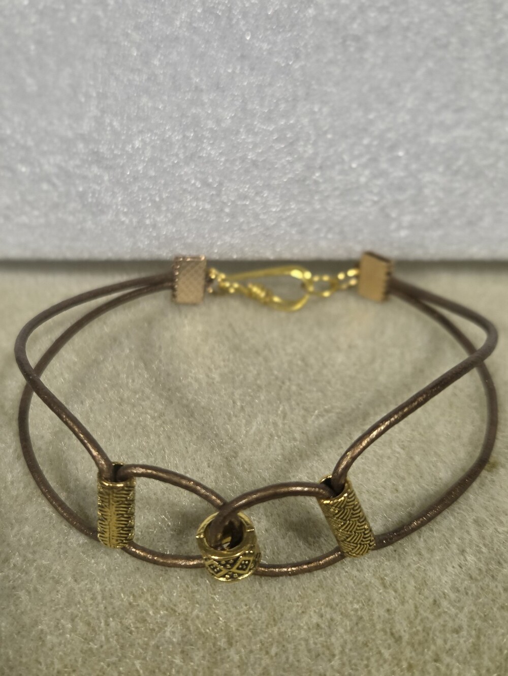 Handcrafted Women’s Brown Leather and Gold Accent Bracelet